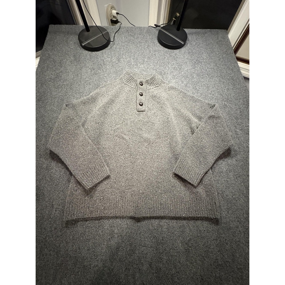 UNTUCKit Sweater Mens 2XL Gray Gordonne Henley Mock Neck Lambswool Knit Pullover